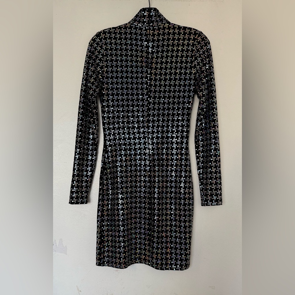 L'AGENCE Cher Black Sparkle Turtleneck Mini Dress, pre-owned, size XS/T - Picture 4 of 8